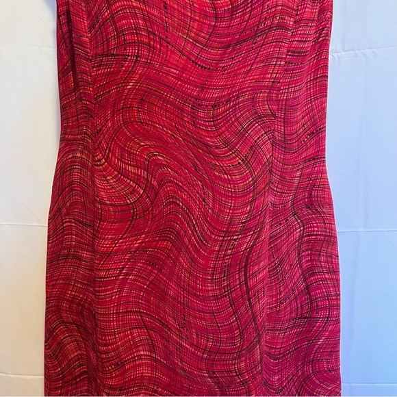 Kasper ASL Red Abstract Print Sheath Dress Size 4 Sleeveless Career Wedding - Picture 3 of 7